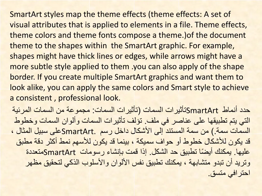 smartart styles map the theme effects theme