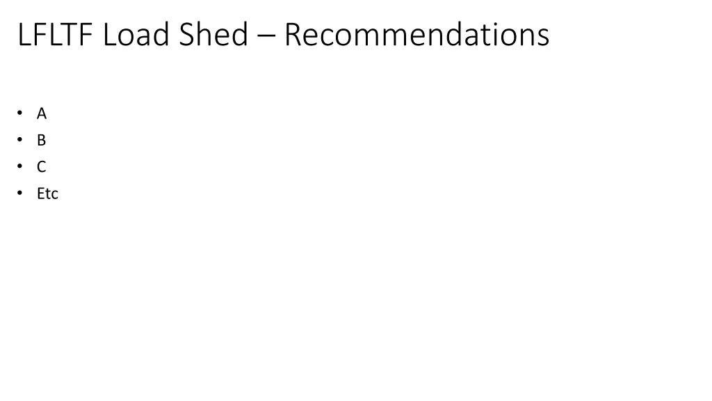 lfltf load shed recommendations