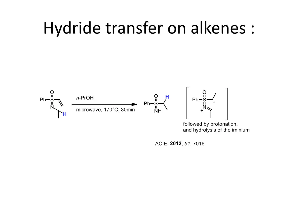 hydride transfer on alkenes