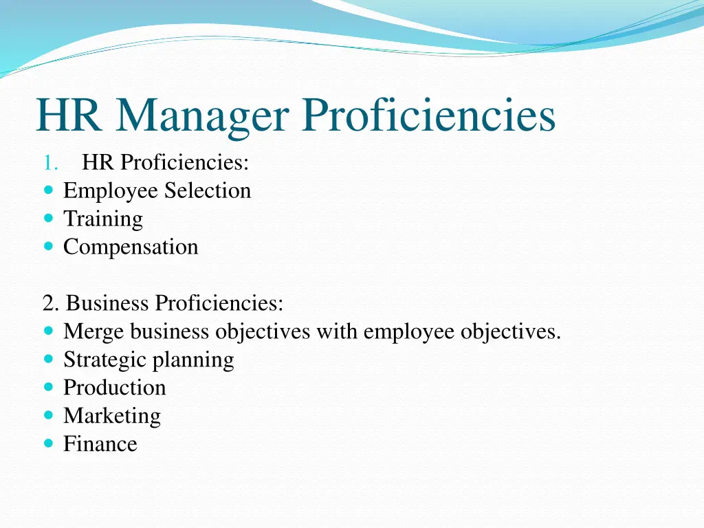 hr manager proficiencies 1 hr proficiencies