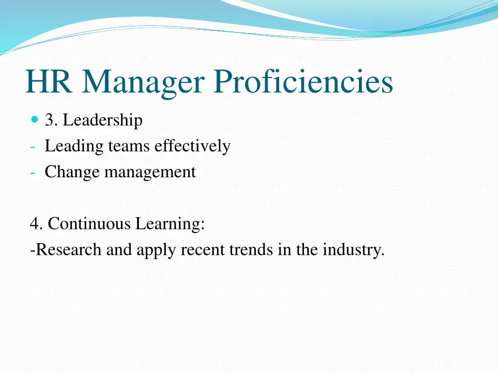 hr manager proficiencies
