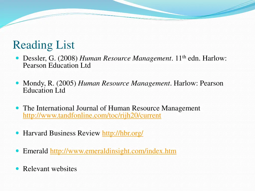 reading list dessler g 2008 human resource