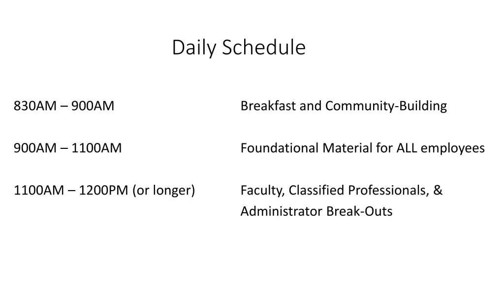 daily schedule