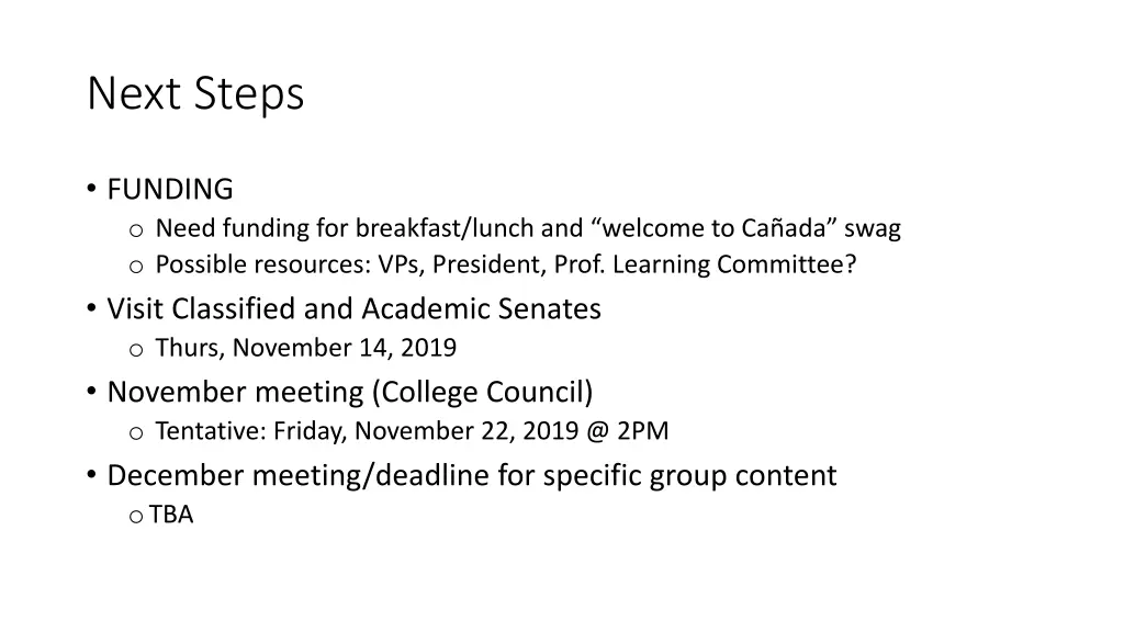 next steps