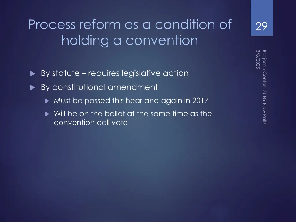 process reform as a condition of holding