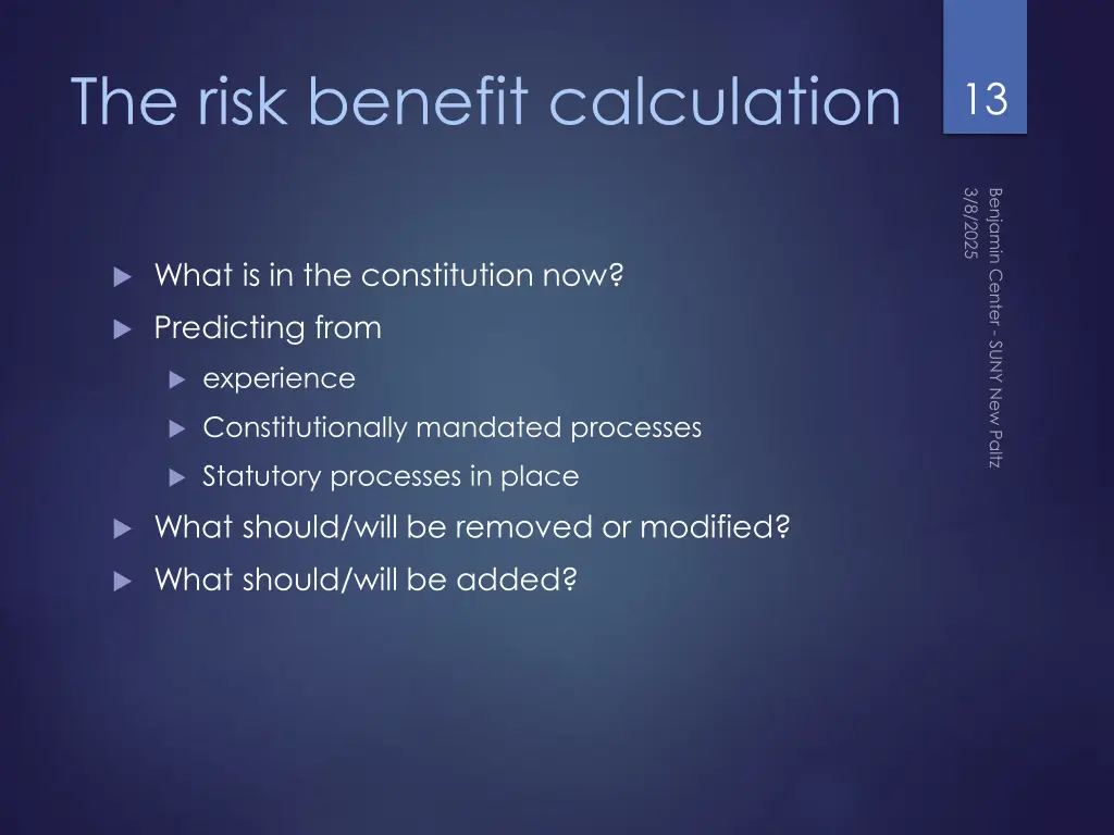 the risk benefit calculation