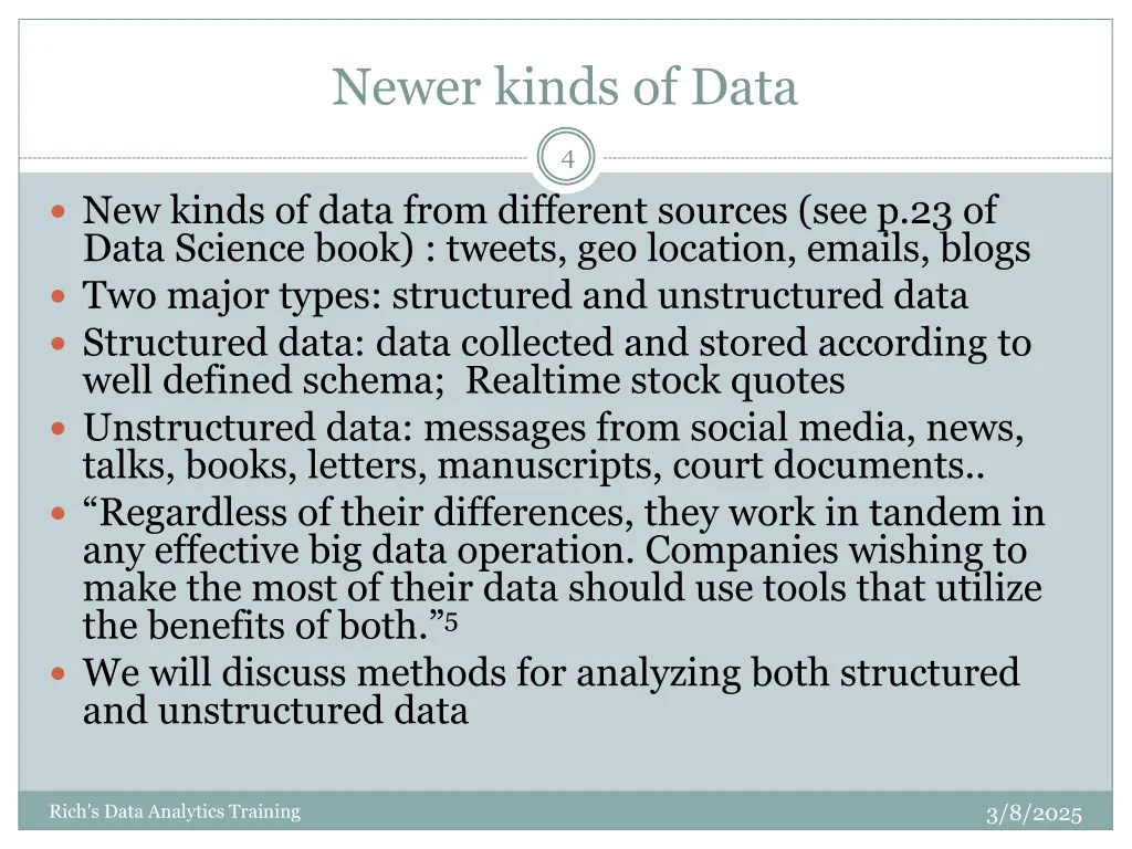 newer kinds of data
