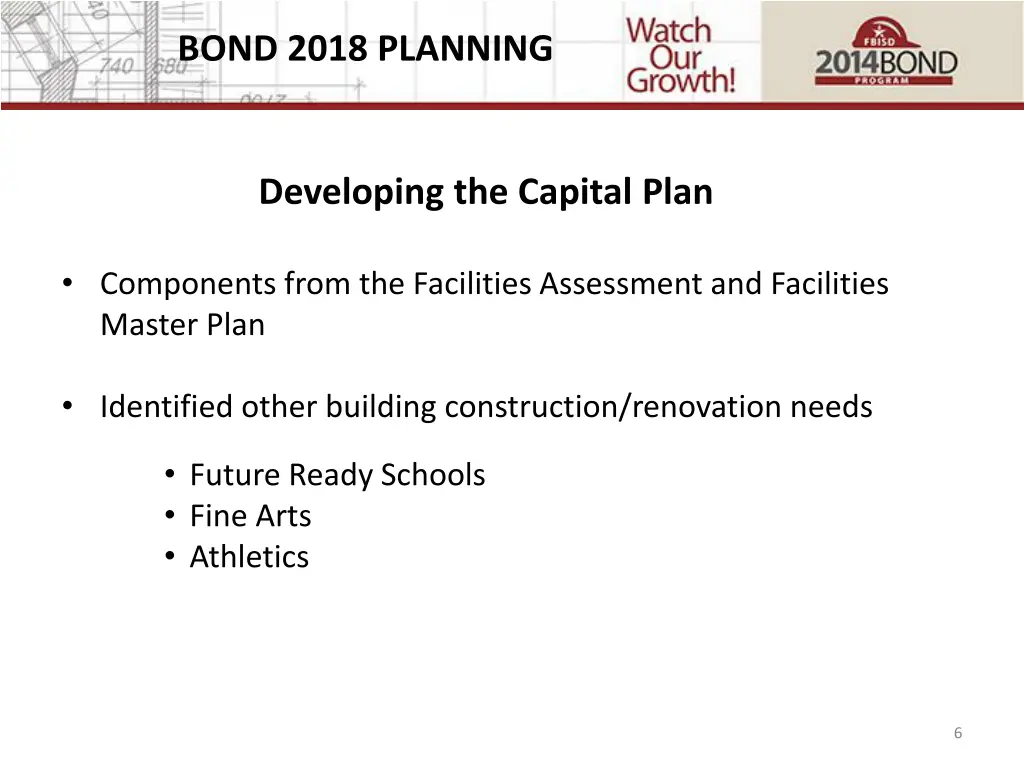bond 2018 planning 2