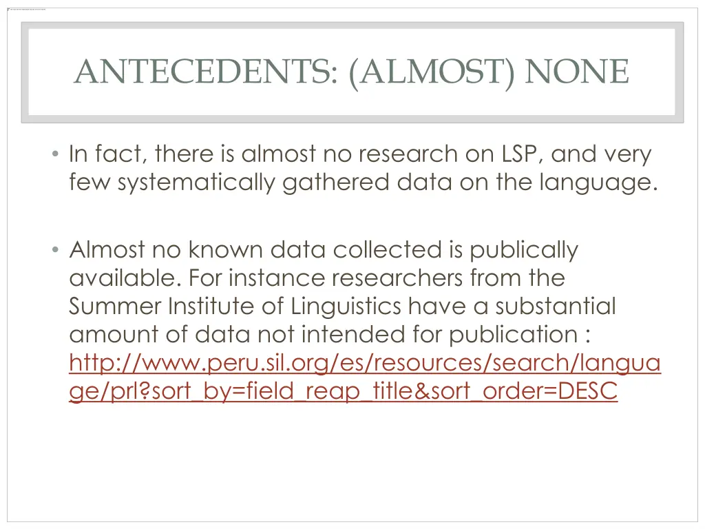 antecedents almost none 1