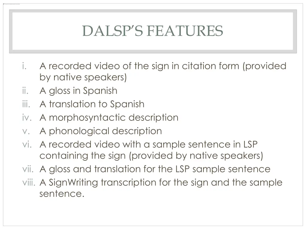 dalsp s features