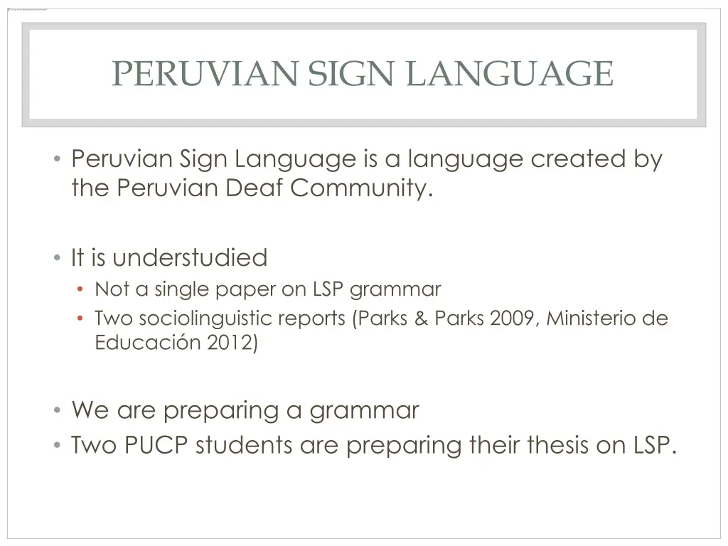 peruvian sign language
