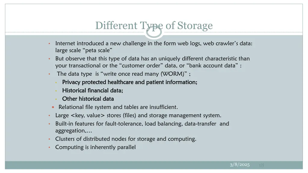 different type of storage
