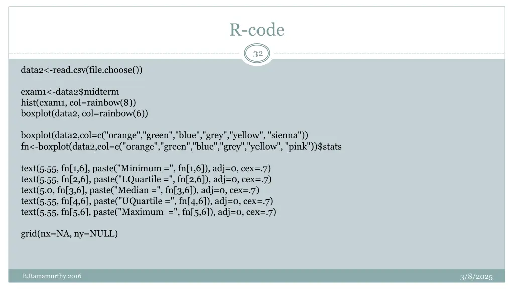 r code