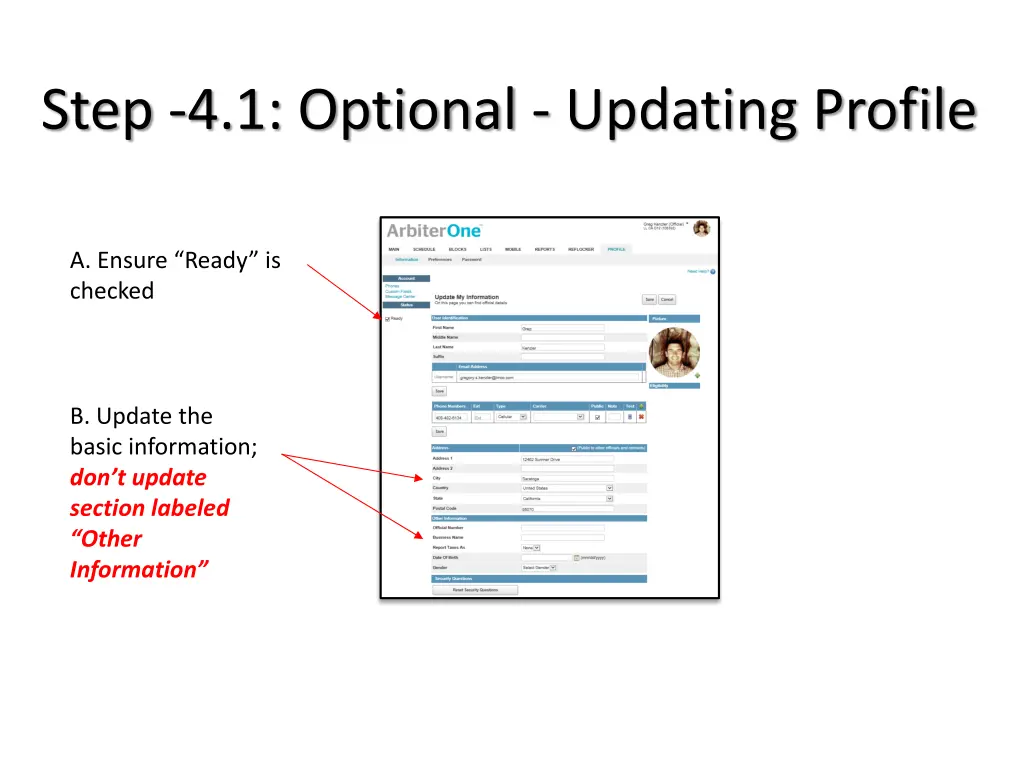 step 4 1 optional updating profile
