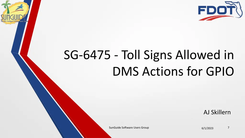 sg 6475 toll signs allowed in dms actions for gpio