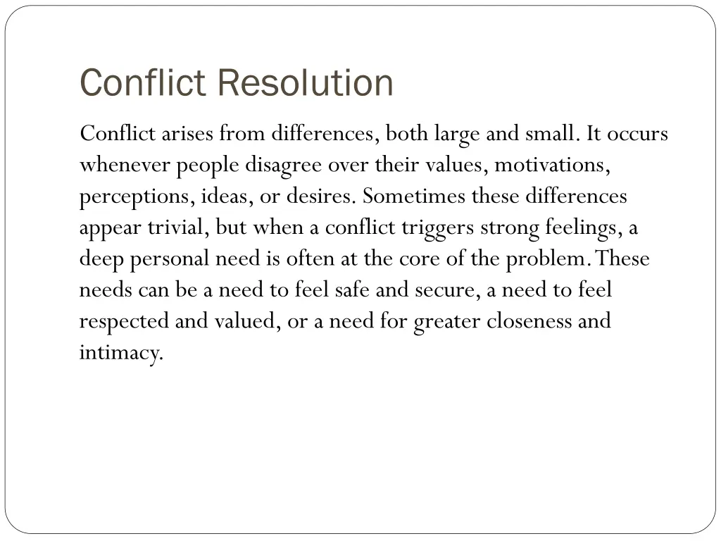 conflict resolution