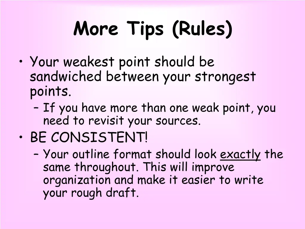 more tips rules