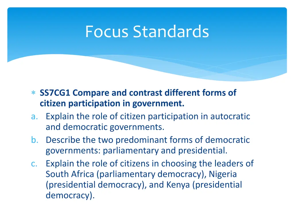 focus standards