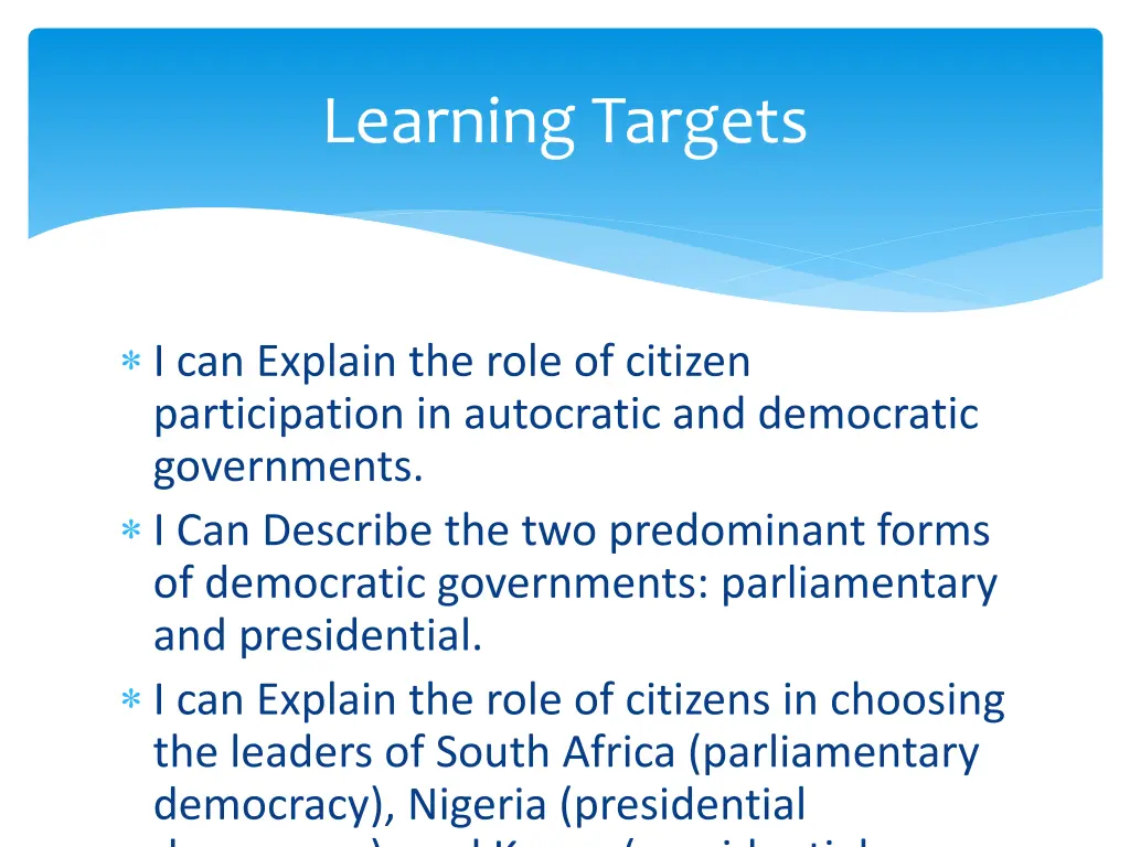 learning targets
