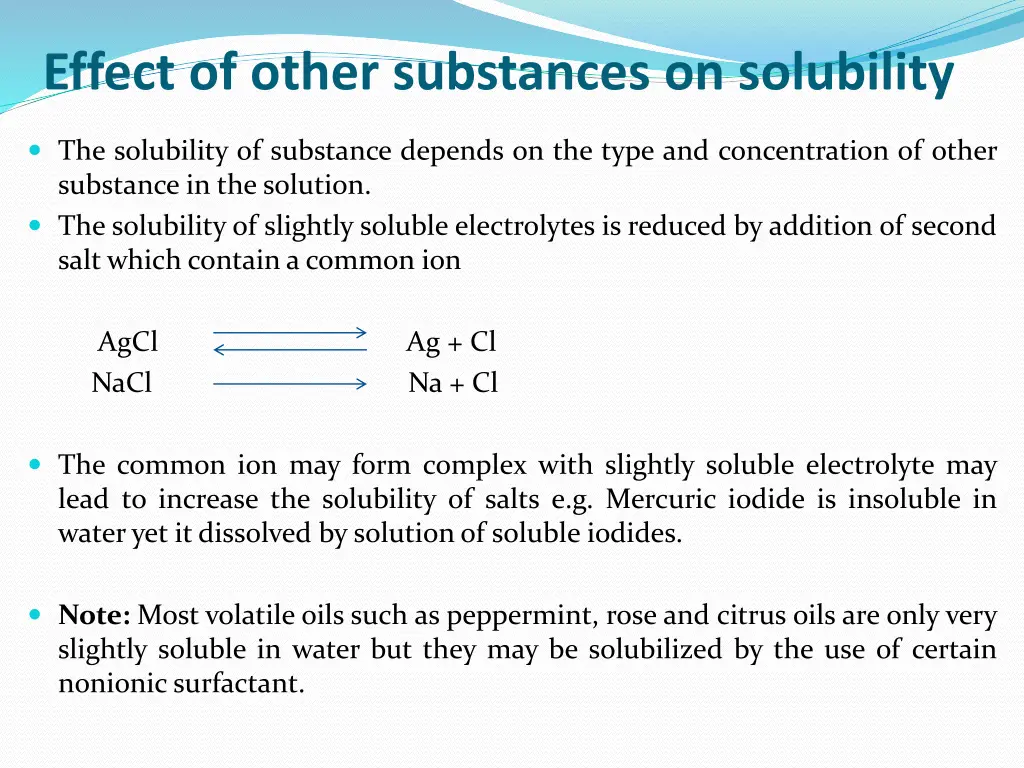 effect of other substances on solubility