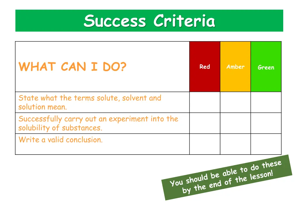 success criteria 1