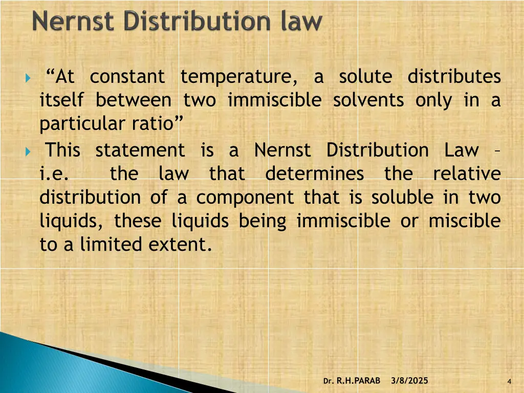 at constant temperature a solute distributes