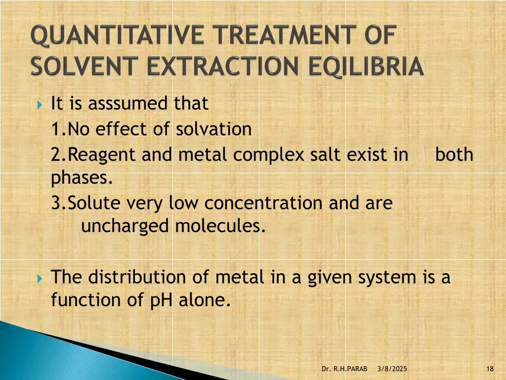 it is asssumed that 1 no effect of solvation
