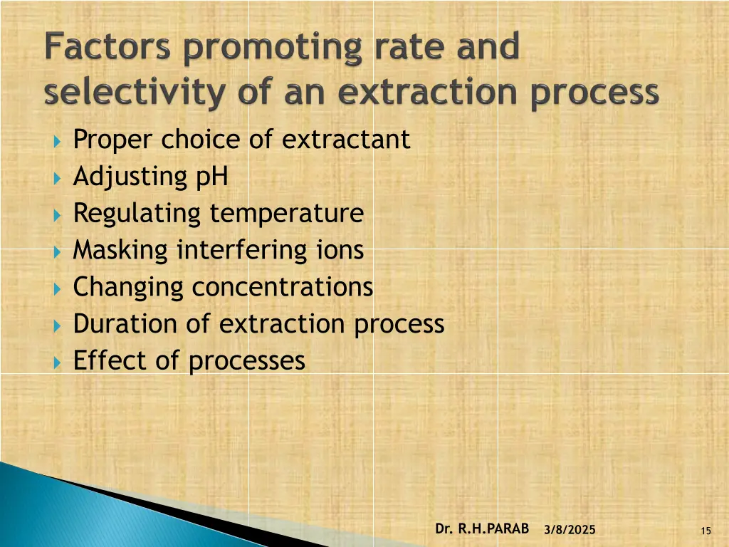 proper choice of extractant adjusting