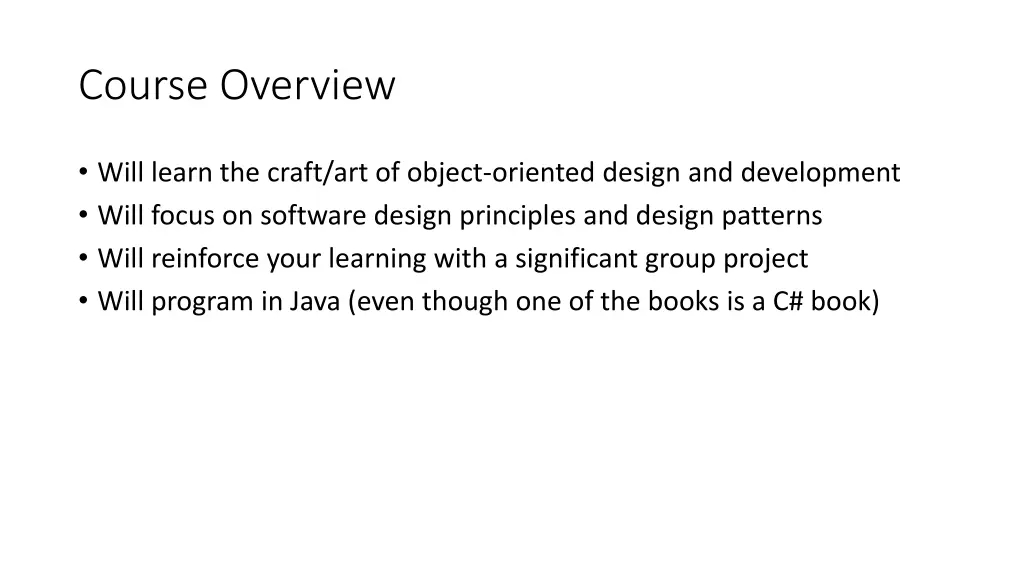 course overview