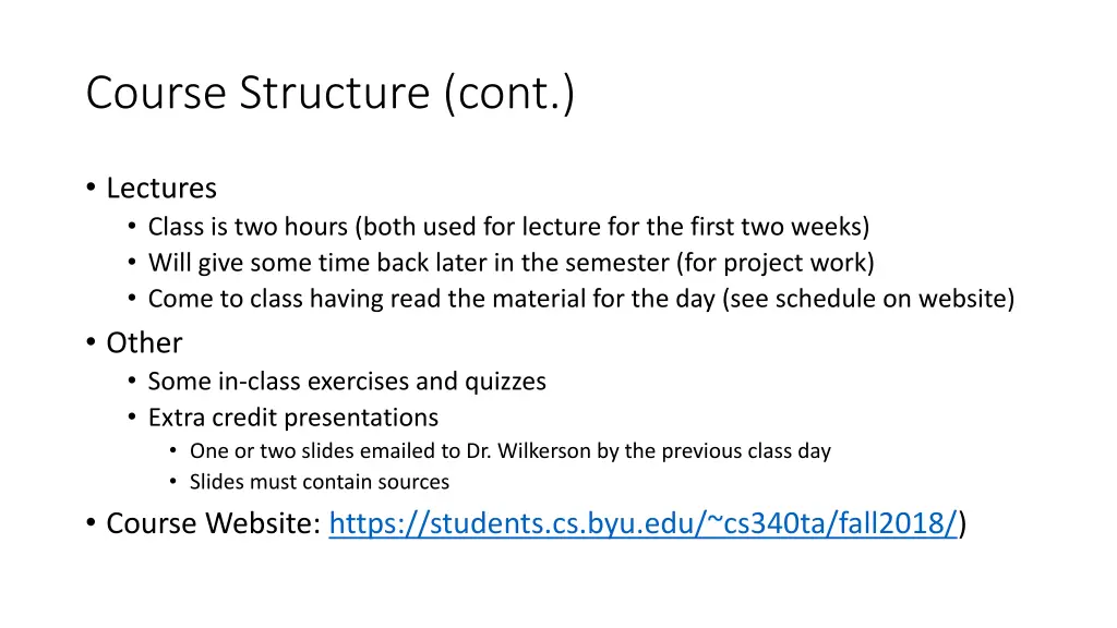 course structure cont