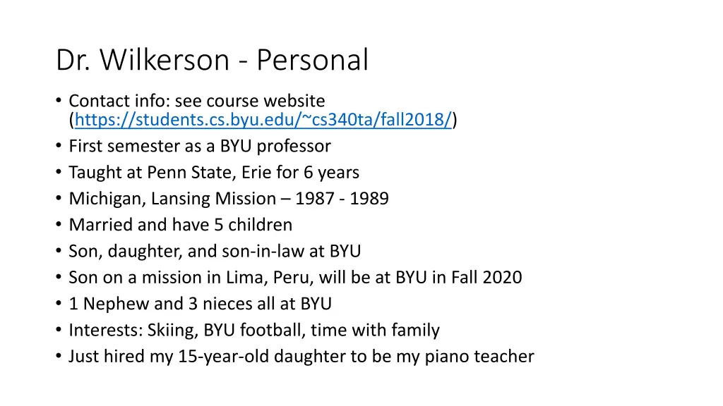 dr wilkerson personal