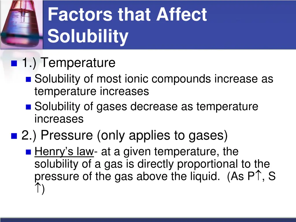 factors that affect solubility