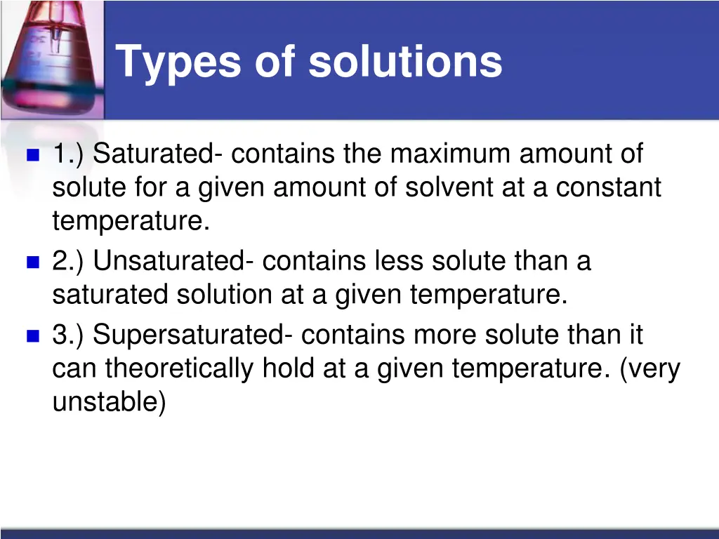 types of solutions
