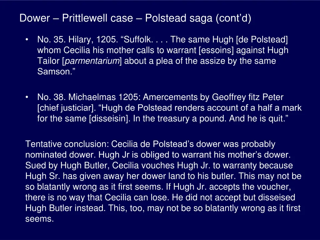 dower prittlewell case polstead saga cont d