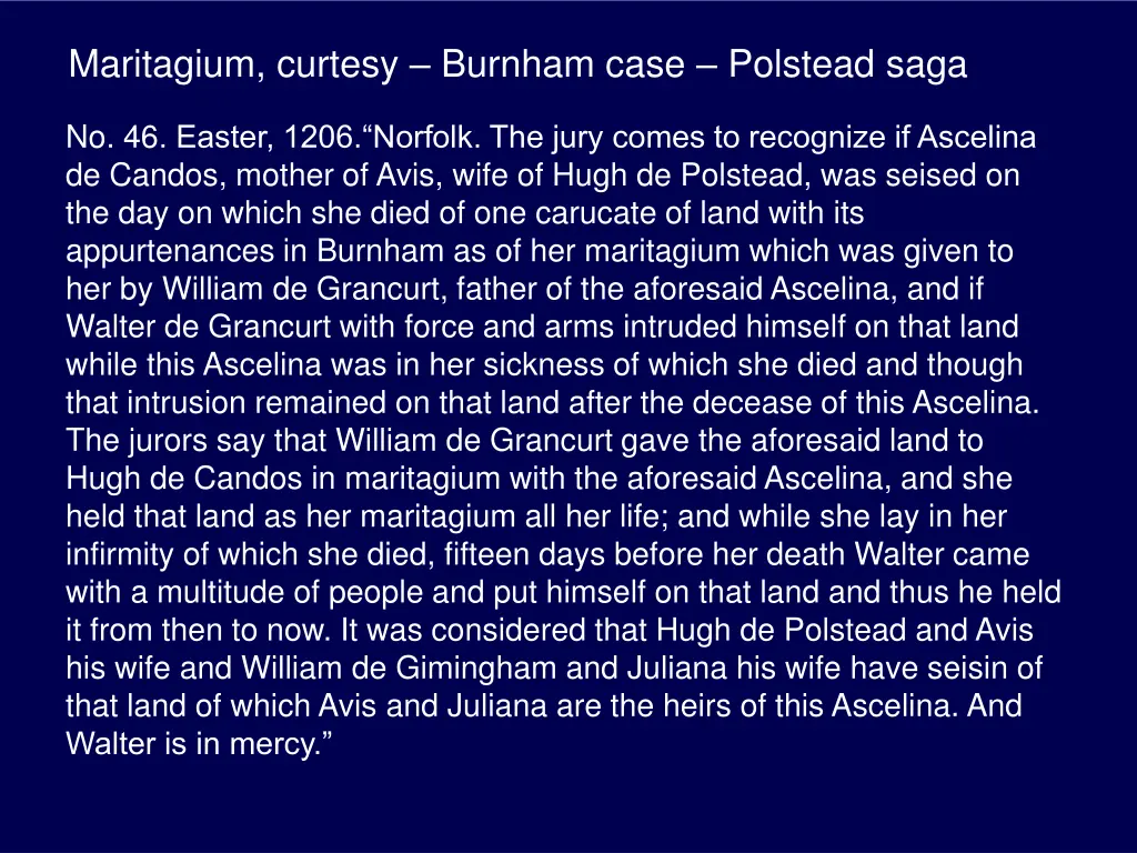 maritagium curtesy burnham case polstead saga