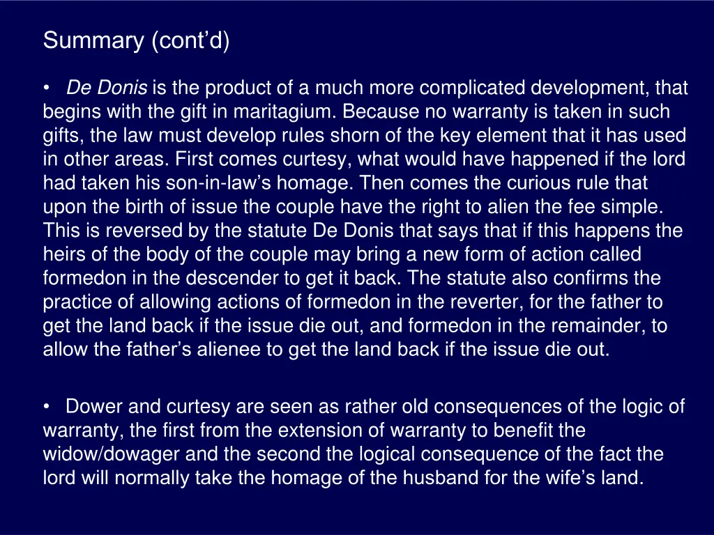 summary cont d