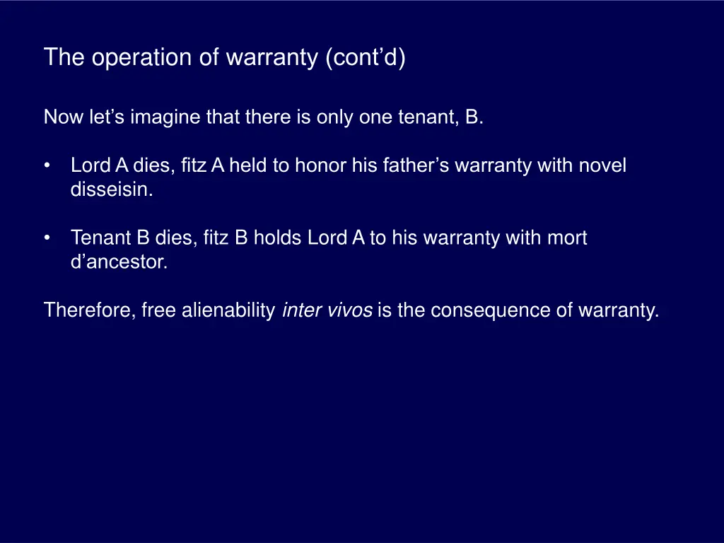 the operation of warranty cont d