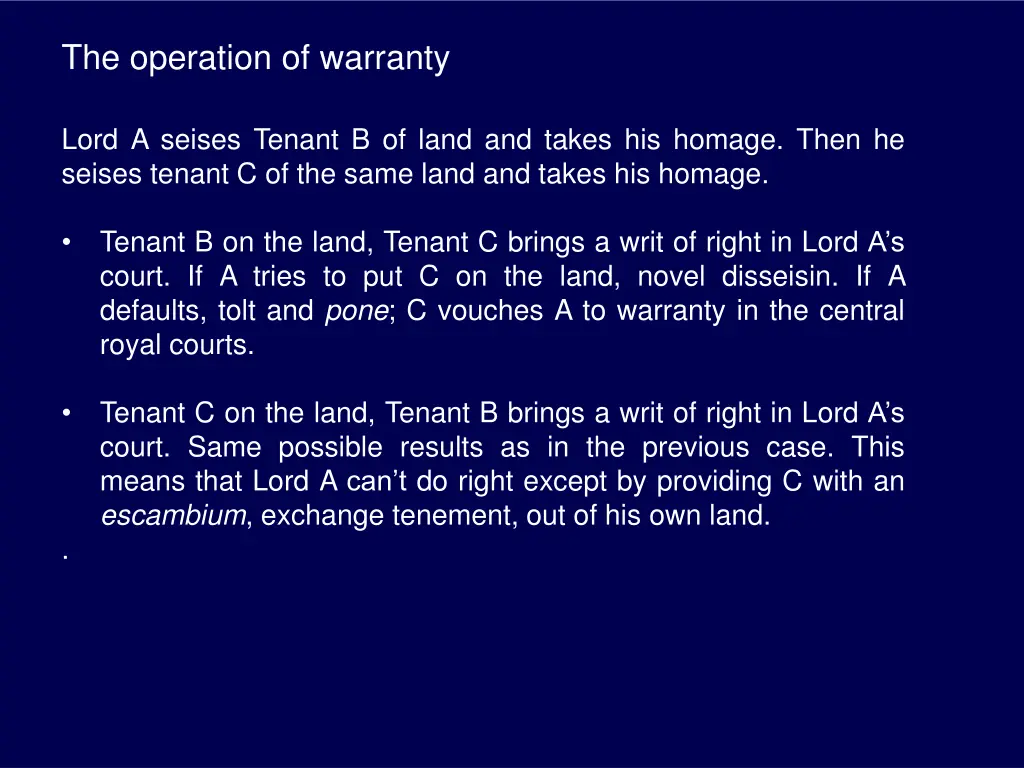 the operation of warranty