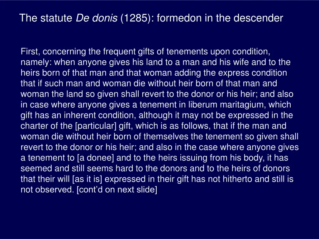 the statute de donis 1285 formedon