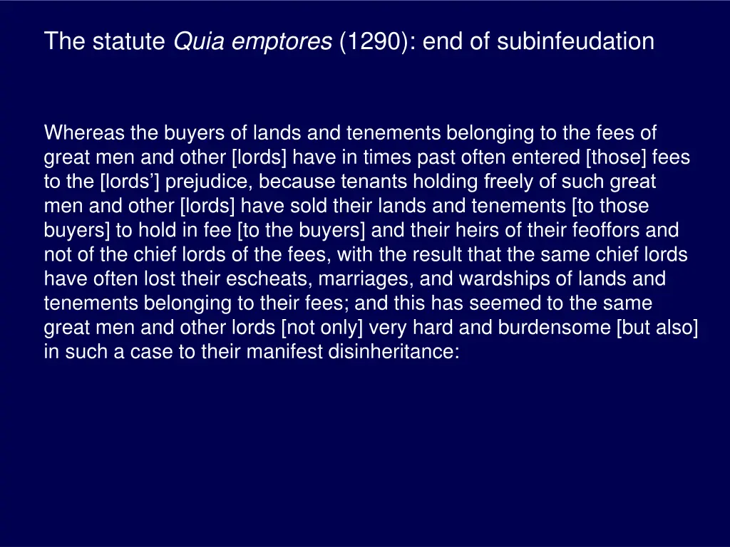the statute quia emptores 1290
