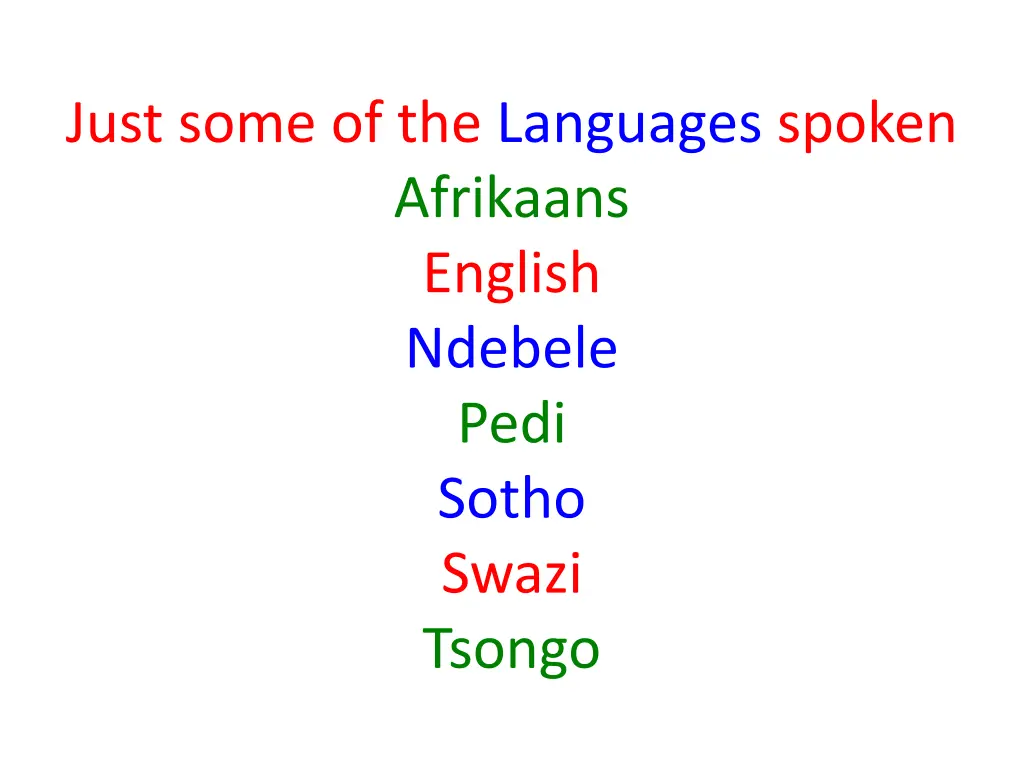 just some of the languages spoken afrikaans