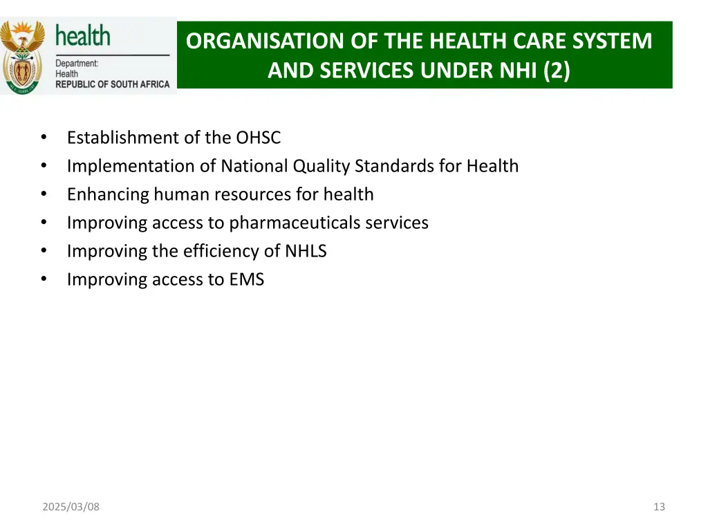 organisation of the health care system 2
