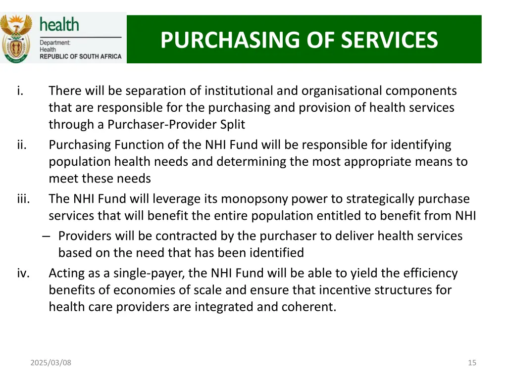 purchasing of services