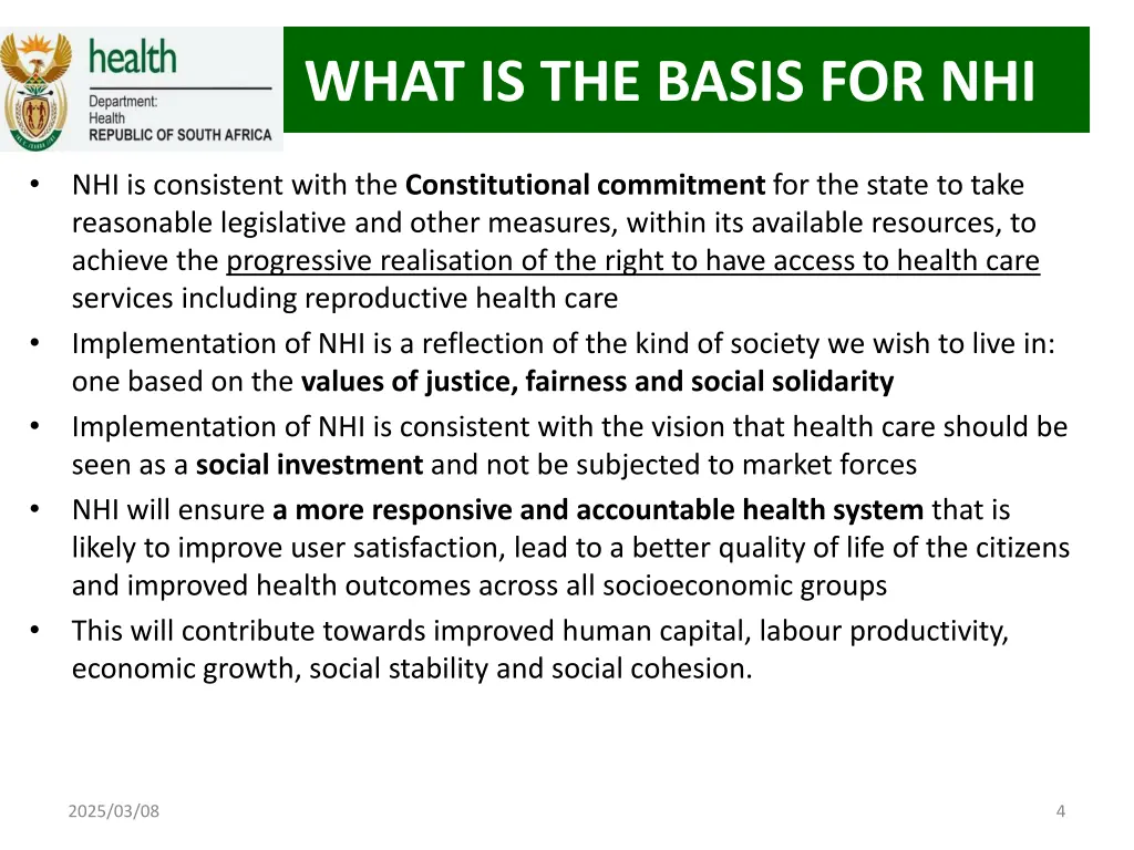 what is the basis for nhi