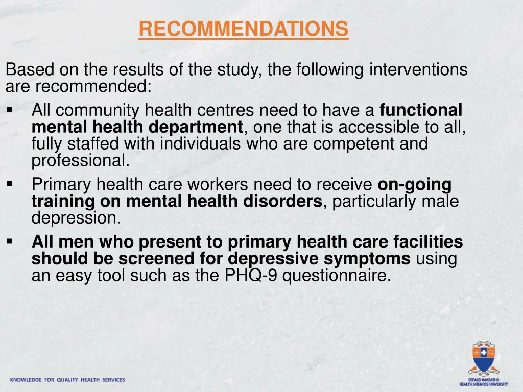 recommendations