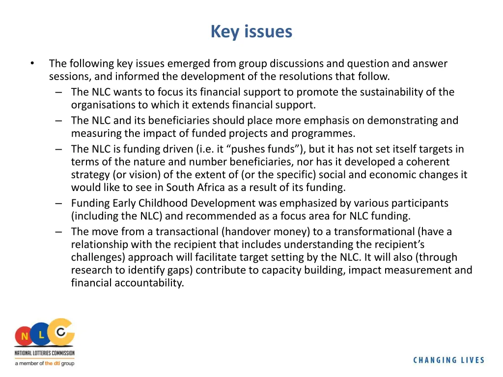 key issues