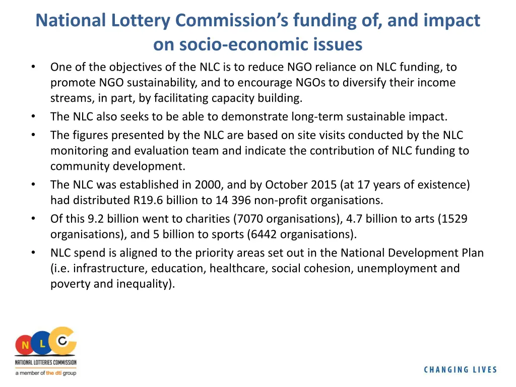 national lottery commission s funding