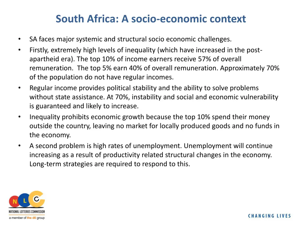 south africa a socio economic context