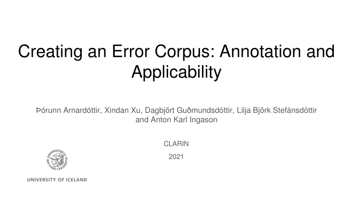 creating an error corpus annotation