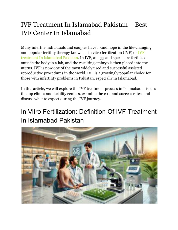 ivf treatment in islamabad pakistan best